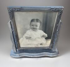 Antique Unique Wood Picture Frame w Baby Swivel Swing Tilt Rustic Grey 8x10 picture