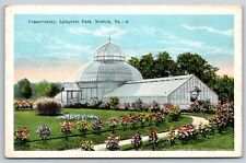 Norfolk Virginia~Conservatory & Grounds~Lafayette Park~Flower Lined Path~1924 PC picture