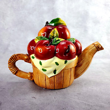 Vintage Cook's Club Ceramic Red Apple On Crate Barrel Decorative Tea Pot picture