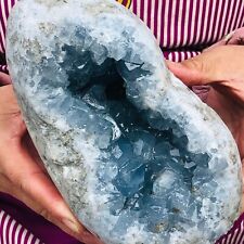 6.3 LB Natural Blue Celestite Crystal Geode Cave Mineral Specimen - Madagascar picture