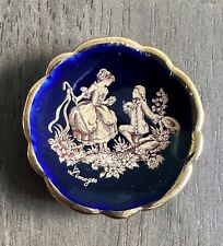 Vintage Limoges “The Proposal” Cobalt Blue Miniature Plate Gold Trim France picture