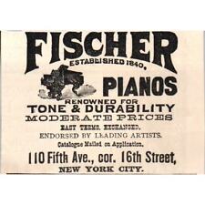 Fischer Pianos New York City 1892 Magazine Ad AB6-4 picture