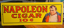 Vintage NAPOLEON CIGAR 10 Cents 1974 Metal Tin Embossed Sign 19.25