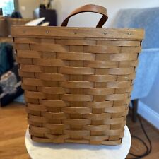1996 Longaberger Mail Basket 10” H w/ Metal Wall Hanger & Leather Handle & Liner picture