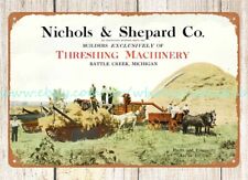 1910s Threshing Machinery Nichols Shepard metal tin sign man cave plaque wall picture