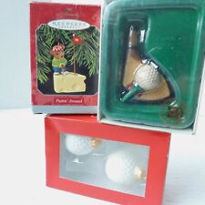 Christmas Golf Ornaments Russ Hallmark Glass Resin, lot of 3, New In Box, Mouse picture