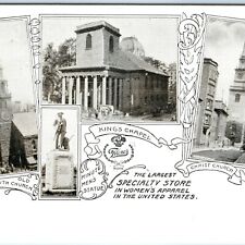 c1900s Boston, MA Views Church King's Chapel Filene's Advertising Postcard A52 picture