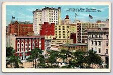 Milwaukee WI Birds Eye View Northeast from Union Depot Postcard Vintage History picture