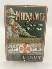 Antique Advertising Milwaukee Harvesting Machines Tin Litho Match Stick Holder picture