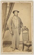 Man Hat Checker Outfit Williamsport, Pennsylvania 1860s CDV Carte de Visite X735 picture