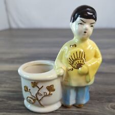 Vtg Joan Lea Asian Inspired Ceramic Planter Hand Painted Design picture