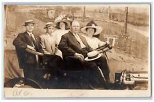 c1910's Men Women Hats Car Studio Portrait Louisville KY RPPC Photo Postcard picture