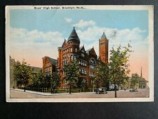Postcard Brooklyn NY - c1920s Boys High School Old Cars picture