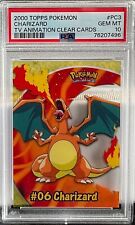 2000 TOPPS POKEMON TV ANIMATION CLEAR CARDS CHARIZARD #PC3 PSA 10 GEM picture