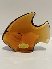Genuine Heavy Lead Crystal Amber Fish Figurine Paperweight Made In Germany picture