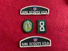 2 Vintage Girl Scouts USA Shoulder Patches (Black) Green 8 & For-Get-Me-Not Badg picture