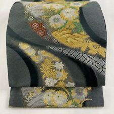 Wave Crest Silk Fukuro Obi Japanese Kimono Rokutsu Superior article Rare picture