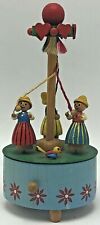 Vintage Steinbach Wooden Music Box Maypole Dancers Spin Carousel German picture