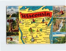 Postcard Wisconsin Map USA North America picture