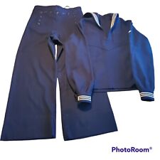 Vtg 50s 60s USN Wool Uniform Shirt Pants 32R Navy Crackerjack Costume Theater picture