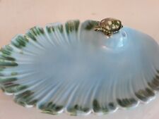 Holland Mold Vintage Aqua Sea Blue & Green Dish w Lovely Small Turtle 10x7