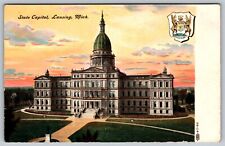 LANSING MI MICHIGAN STATE CAPITOL AERIAL VIEW DIVIDED BACK VINTAGE POSTCARD 1910 picture