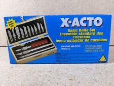 New Old Stock Vintage X-ACTO Basic Knife Set in Wooden Box, 3 Handles 13 Blades picture