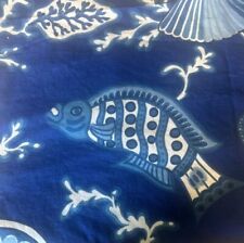 CLARENCE HOUSE Exclusive 1.33yd BOUILLABAISSE 1991 Fish & Shells Handprint Blue picture
