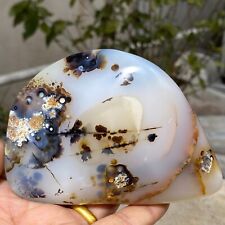 380g Large Dendritic Chalcedony Banded Agate Crystal Palm Stone Natural Display picture