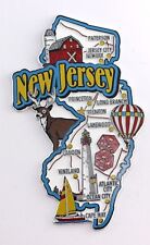 NEW JERSEY STATE MAP AND LANDMARKS COLLAGE FRIDGE COLLECTIBLE SOUVENIR MAGNET picture
