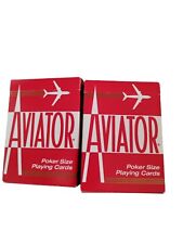 Vintage Aviator Playing Cards #914 Lot Of 2 Red picture