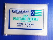 100-PK Large 4-1/2 x 6-1/6 2mil Extra Clear Poly POSTCARD SLEEVES Bags Unlimited picture