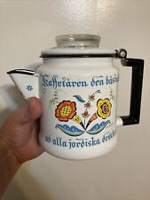 Vintage  BERGGREN Swedish Scandinavian Enameled Coffee Pot Percolator MCM Read picture