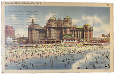 Traymore Hotel Postcard Linen Beach Scene Atlantic City NJ Washington 1 cent picture