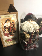 Santa With Girl 16” Fabric Collector's Edition 2001 Grandeur Noel Beautiful picture