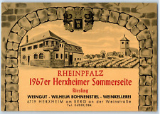 1967 Rheinpfalz Herxheimer Sommerseite Wine Label Vintage Original S4E picture