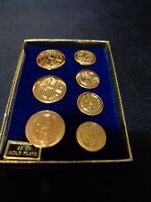 VINTAGE BUTTONS SET OF 9 GOLD METAL 18 KT GOLD PLATED picture