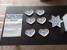 Passover Jewish Seder Dishes White Blue Judica Isreal Vintage Bread Pouch Star  picture