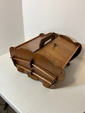Vintage Homemade Wood Sewing Box Unusual Design Held Together w/ Dowel Rods picture