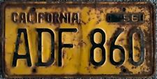 VARIOUS PLATE NUMBERS 1956 base California passenger yellow black license plate picture
