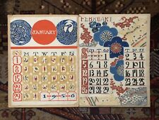 Incredible Japanese Hand painted calendar 1956, Handmade 12 months all different picture