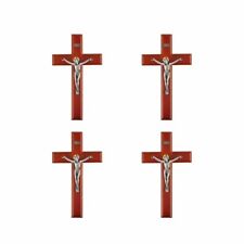 Cherry Finish Wood Catholic Saint Mark Wall Cross Crucifix, 4 Pack, 12 In picture