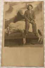 Antique RPPC Real Photo Postcard - Charlie Elson On A Mule Circa 1910 picture