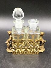 Antique Ormolu Cherub and Flowers Double Perfume Bottles 1 Stopper Missing picture