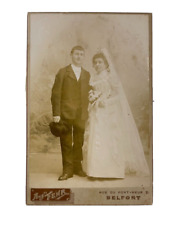 Antique Cabinet Card Photo Wedding Couple by Aug Te Fehr Belfort France picture