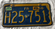 1958 Base 1959 Pennsylvania Passenger Car License Plate # H25-751 State Outline picture