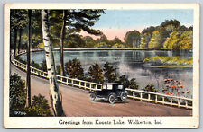 Postcard Scenic Greetings from Koontz Lake Old Car c1927 Walkerton, IN G14 picture