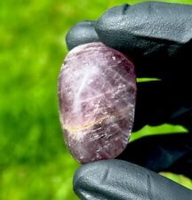 Handmade Polished Purple ANGELITE ANHYDRITE Rare Crystal Palm Stone MADAGASCAR picture