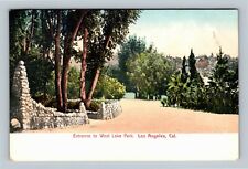 Los Angeles CA, West Lake Park Entrance, California c1905 Vintage Postcard picture