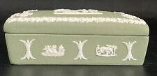 Vintage Wedgewood Jasperware Sage Green Trinket Match Box With Lid England picture